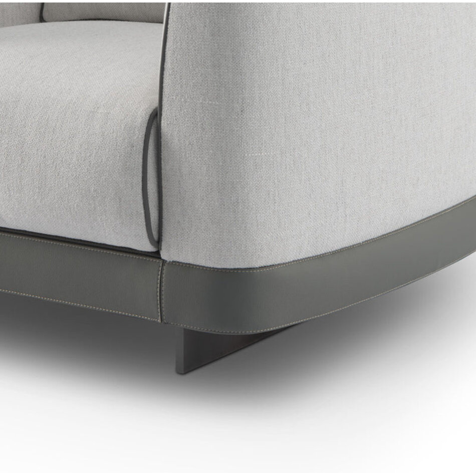 The Grand Interior Gregorio Armchair - Stainless Steel | Hopsack Woven Fabric | Micro Leather Details | Lounge Chair