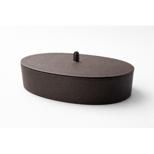 Giobagnara Harris Trinket Box Oval Large - Calfskin Golf - Moka - Storage Box Giobagnara Harris Trinket Box Oval Large - Calfskin Golf - Moka - Storage Box