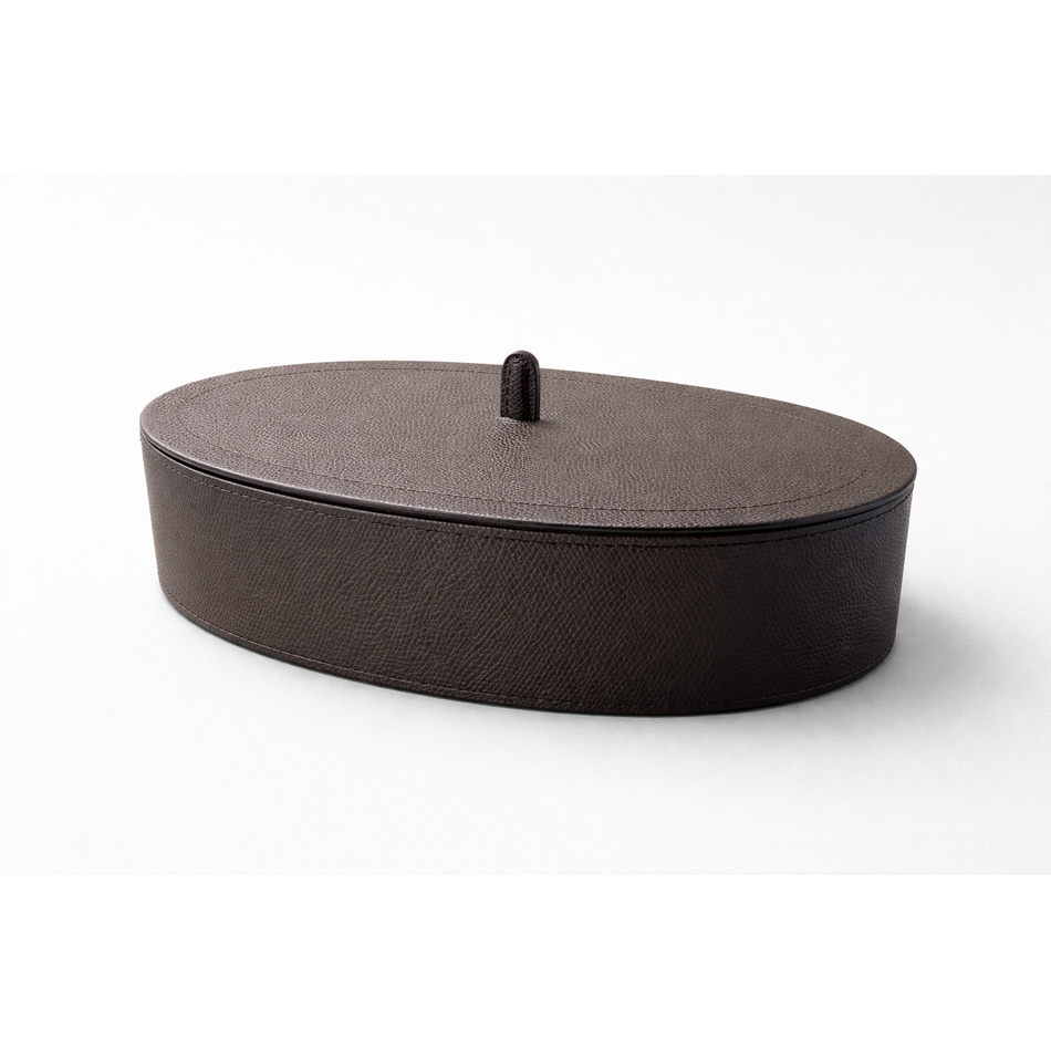 Giobagnara Harris Trinket Box Oval Large - Calfskin Golf - Moka - Storage Box Giobagnara Harris Trinket Box Oval Large - Calfskin Golf - Moka - Storage Box