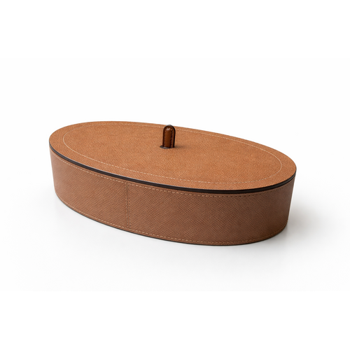 Giobagnara Harris Trinket Box Oval Large - Calfskin Golf - Bronze - Storage Box