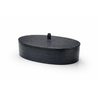 Harris Trinket Box Oval Large - Calfskin Crocodile - Royal Blue - Opbergdoos