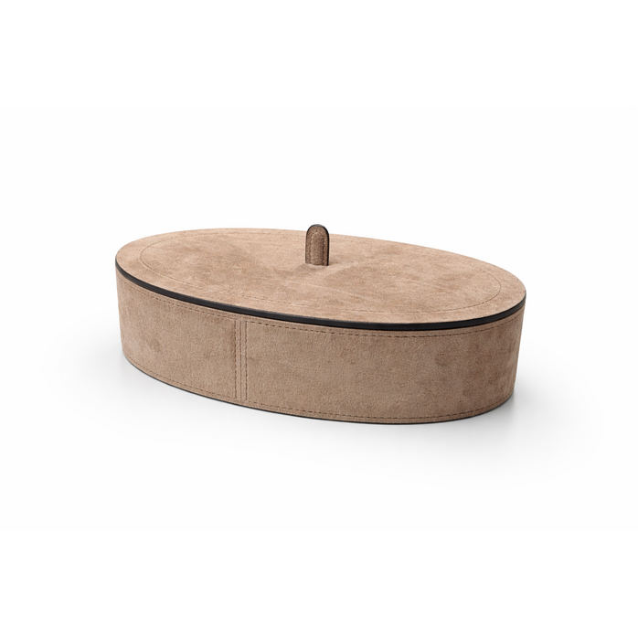 Giobagnara Harris Trinket Box Oval Large - Calfskin Suede - Nut - Storage Box