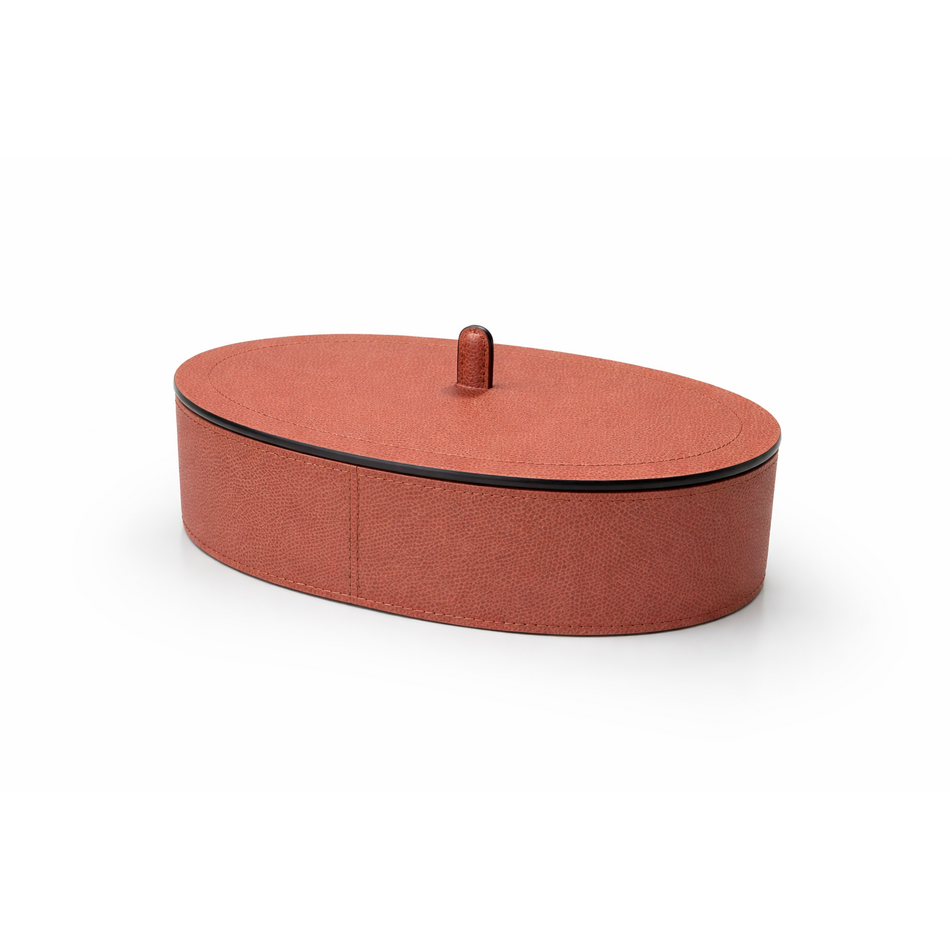 Giobagnara Harris Trinket Box Oval Large - Calfskin Golf - Rust - Storage Box Giobagnara Harris Trinket Box Oval Large - Calfskin Golf - Rust - Storage Box