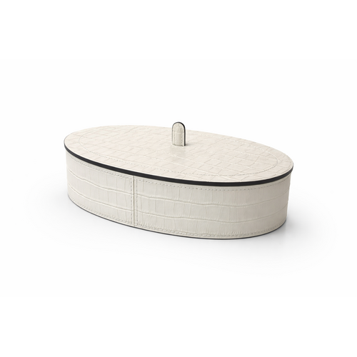 Giobagnara Harris Trinket Box Oval Large - Calfskin Crocodile - Light Grey- Storage box