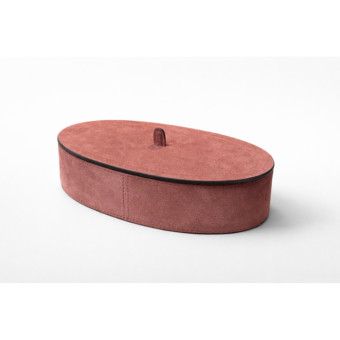 Giobagnara Harris Trinket Box Oval Large - Calfskin Suede - Rust - Storage Box