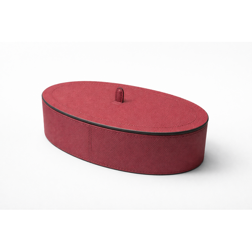 Giobagnara Harris Trinket Box Oval Large - Calfskin Golf - Cherry - Storage Box Giobagnara Harris Trinket Box Oval Large - Calfskin Golf - Cherry - Storage Box