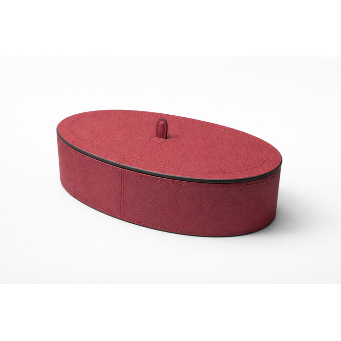 Giobagnara Harris Trinket Box Oval Large - Calfskin Golf - Cherry - Storage Box