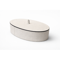 Harris Trinket Box Oval Large - Calfskin Golf - Stone - Storage Box