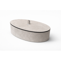 Harris Trinket Box Oval Large - Calfskin Suede - Light Grey - Opbergdoos