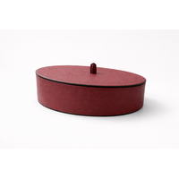 Harris Trinket Box Oval Large - Calfskin Golf - Bordeaux - Opbergdoos