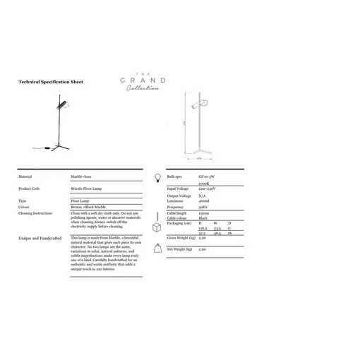 The Grand Interior Brivido Vloerlamp – Marmer & Brons