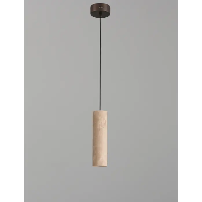 The Grand Interior Destino Pendant Lamp Travertine - Compact Cylindrical Pendant
