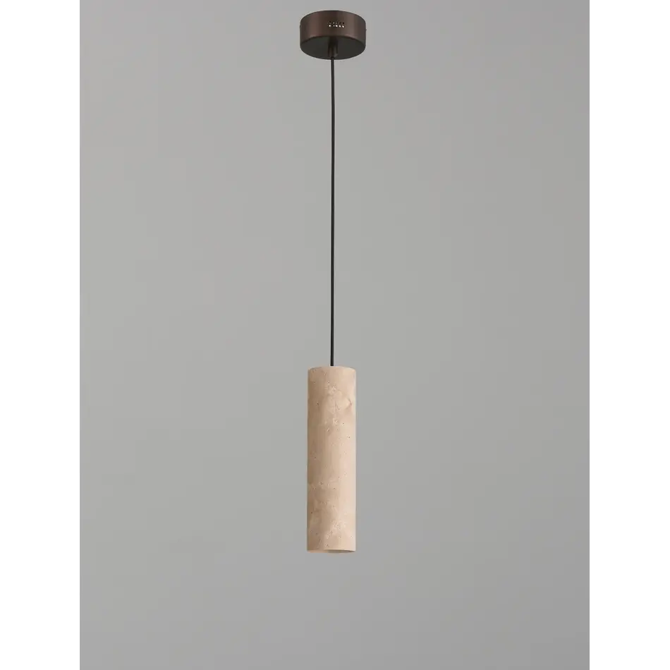 The Grand Interior Destino Pendant Lamp Travertine - Compact Cylindrical Pendant