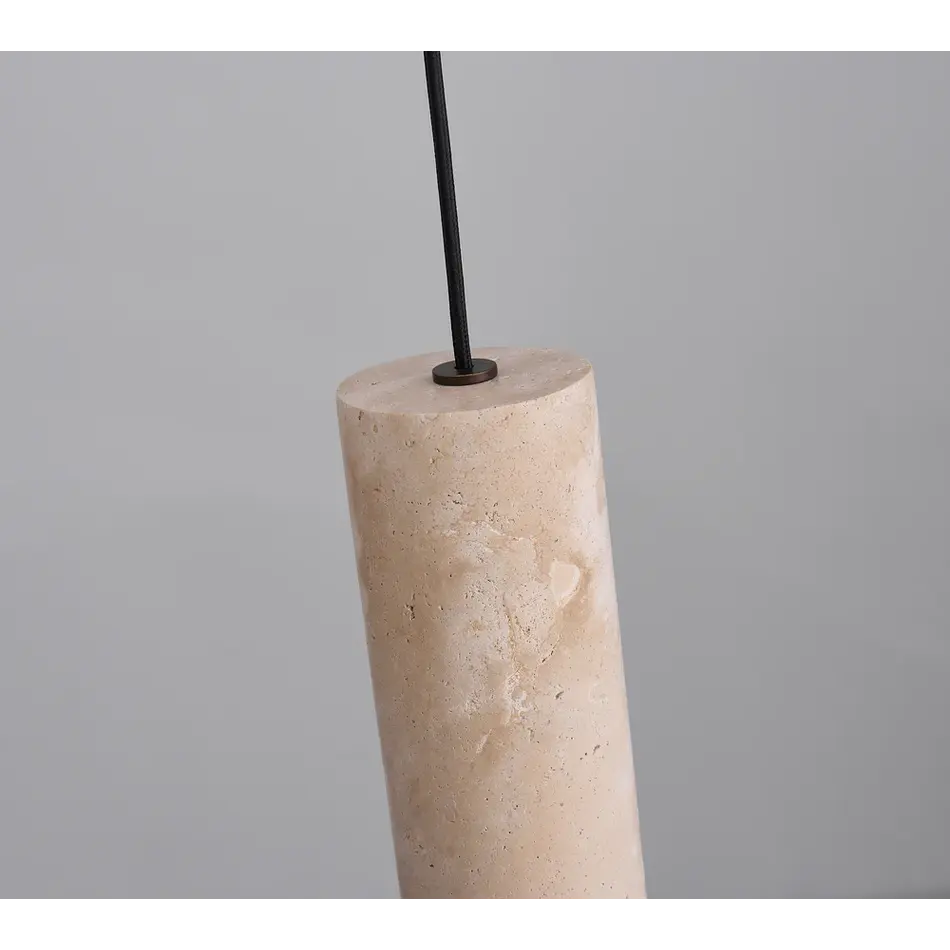 The Grand Interior Destino Pendant Lamp Travertine - Compact Cylindrical Pendant