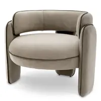 Chaplin Chair - Savona Greige Velvet with Grey Velvet Piping