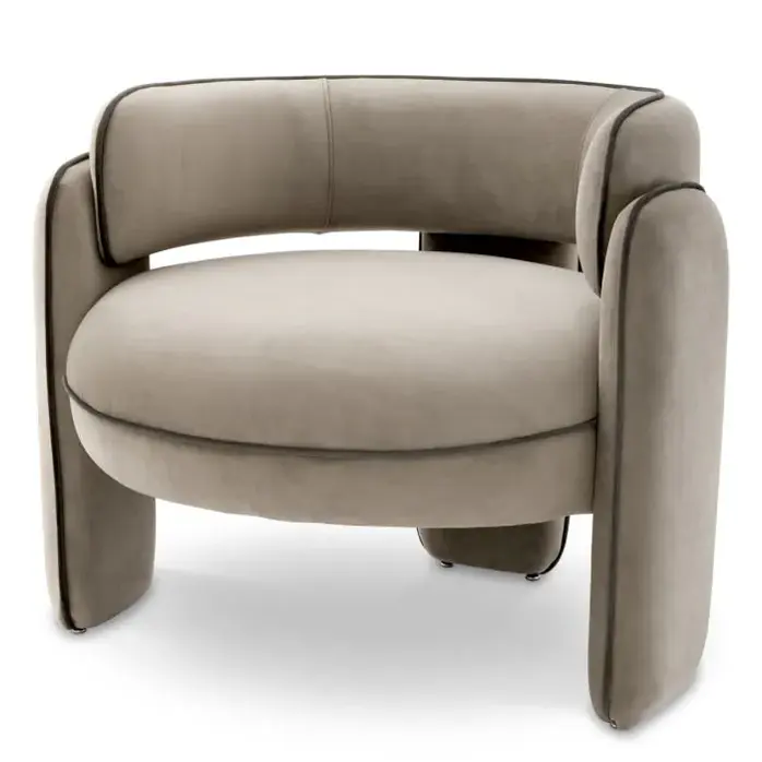 Eichholtz Chaplin Chair – Savona Greige Velvet met Grey Velvet Piping