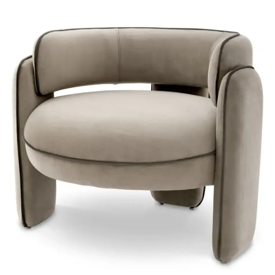 Eichholtz Chaplin Chair – Savona Greige Velvet met Grey Velvet Piping