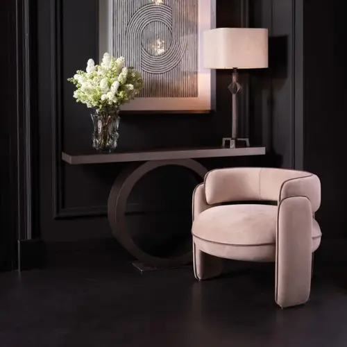 Eichholtz Chaplin Chair – Savona Greige Velvet met Grey Velvet Piping