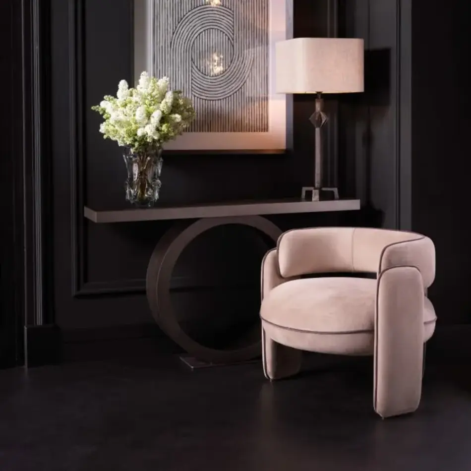 Eichholtz Chaplin Chair – Savona Greige Velvet met Grey Velvet Piping