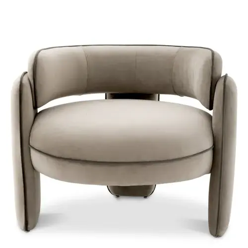 Eichholtz Chaplin Chair – Savona Greige Velvet met Grey Velvet Piping