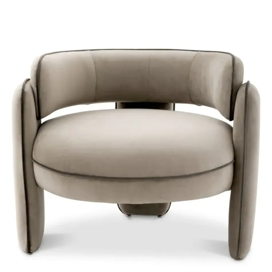 Eichholtz Chaplin Chair – Savona Greige Velvet met Grey Velvet Piping
