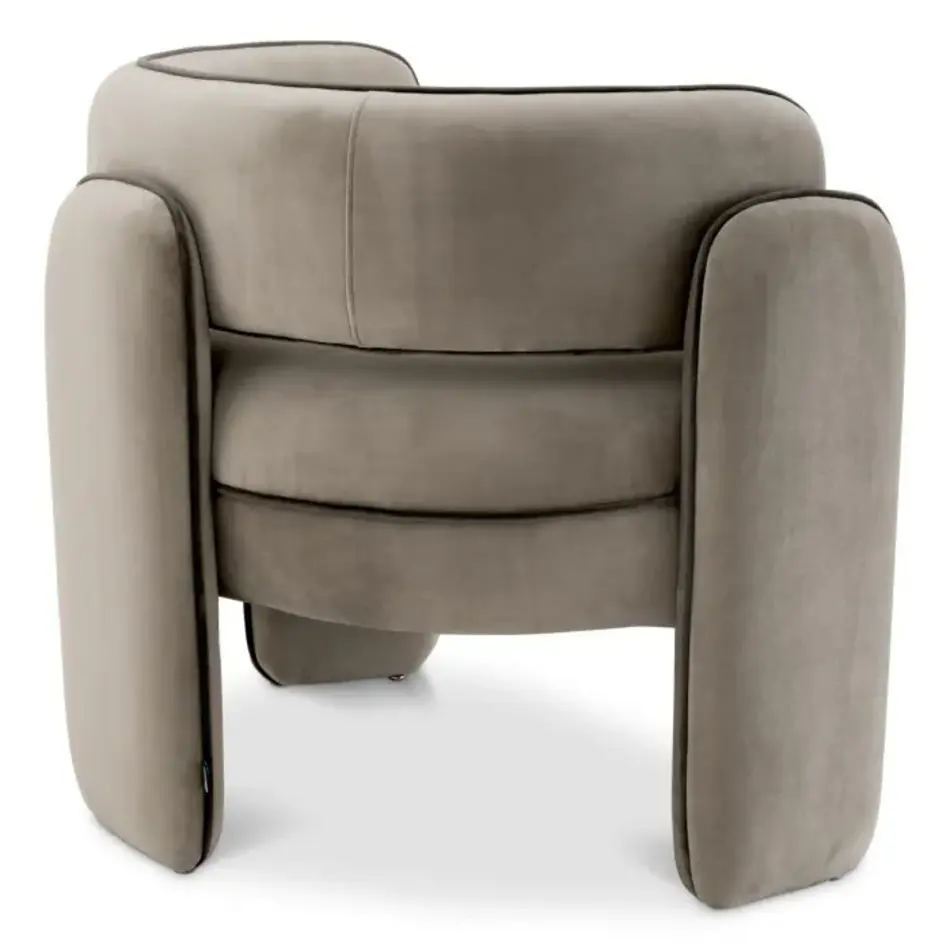 Eichholtz Chaplin Chair – Savona Greige Velvet met Grey Velvet Piping