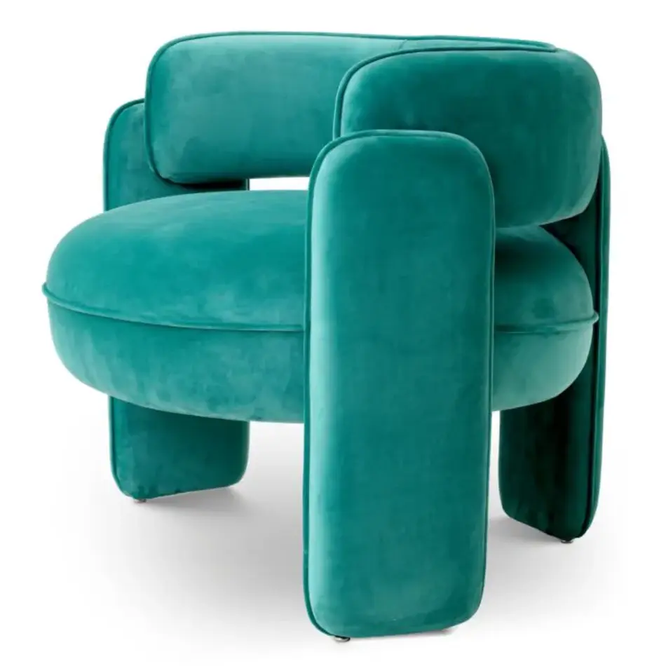 Eichholtz Chaplin Chair – Savona Turquoise Velvet Design Stoel