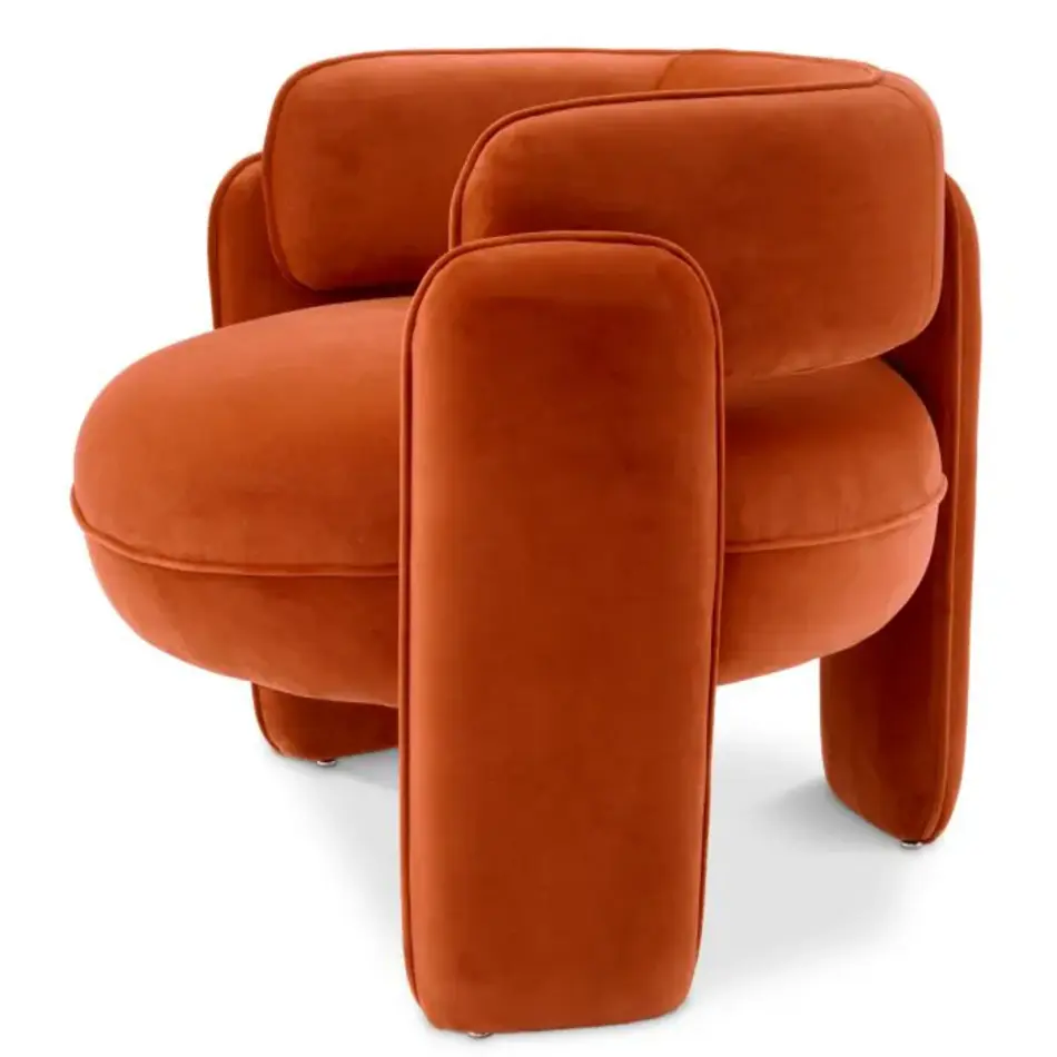 Eichholtz Chaplin Chair – Savona Orange Velvet Design Stoel