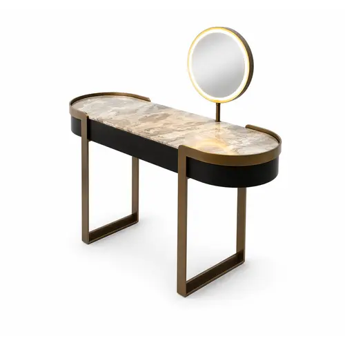 The Grand Interior Monroe Dressing Table - Brushed Bronze & Black Wood