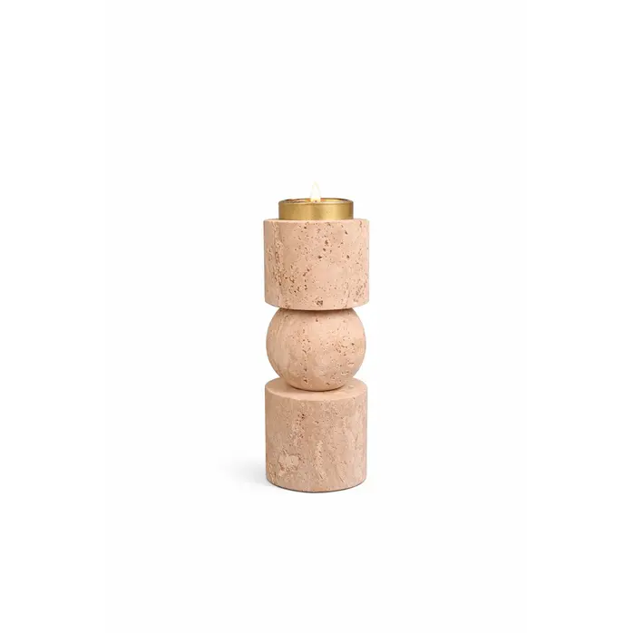 The Grand Interior MIA Travertine Candlestick - Small