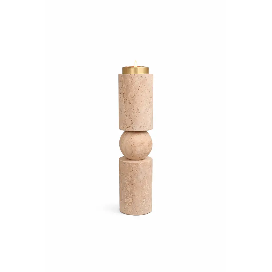 The Grand Interior MIA Travertine Candlestick - Medium