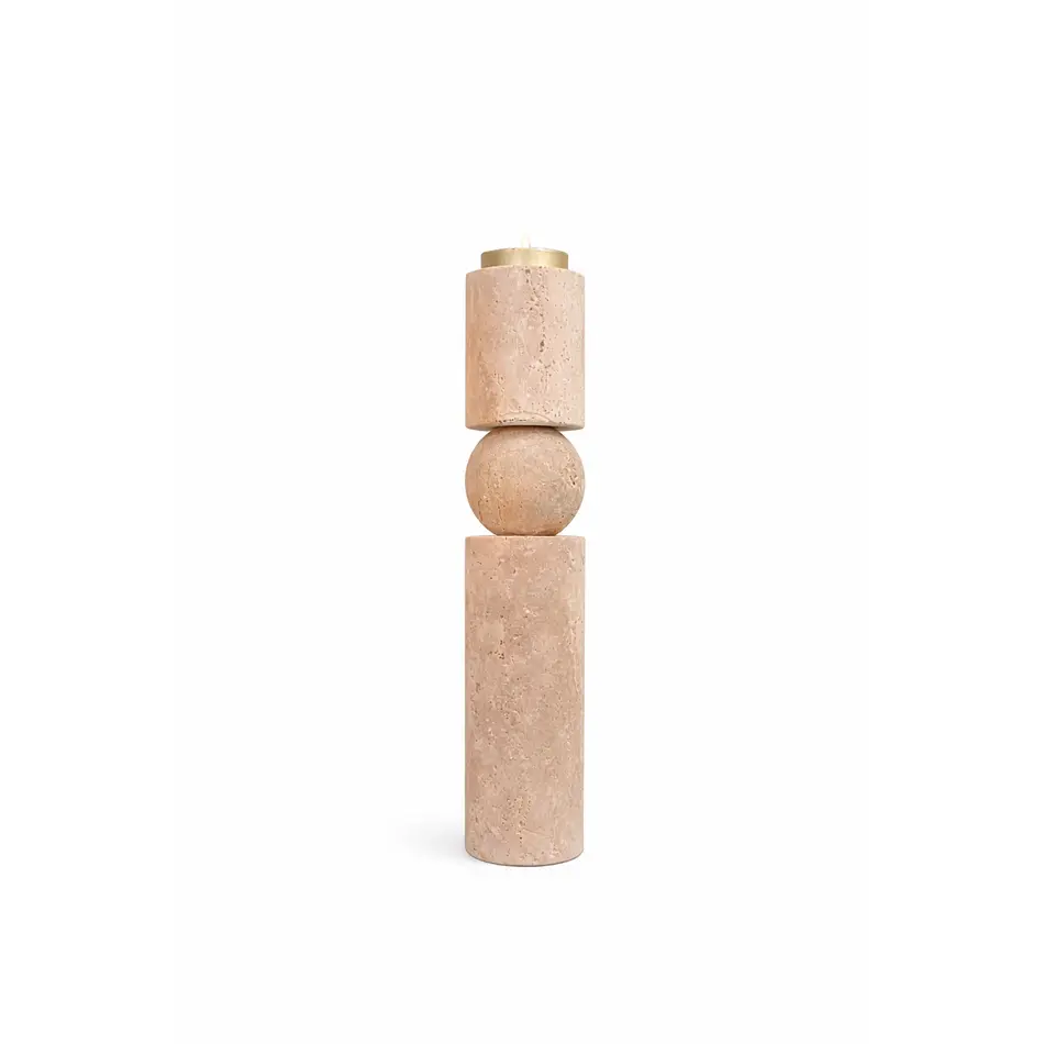 The Grand Interior MIA Travertine Candlestick - Large