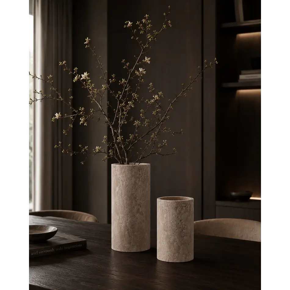 The Grand Interior TRAVERTIN Vase - Medium 35cm The Grand Interior TRAVERTIN Vase - Medium 35cm