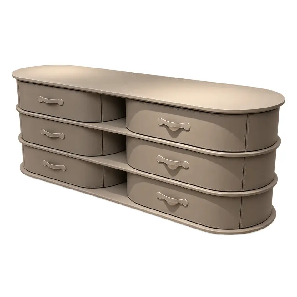 The Grand Interior PALM Cabinet – Luxury Microleather Sideboard with 6 Drawers The Grand Interior PALM Cabinet – Luxury Microleather Sideboard with 6 Drawers