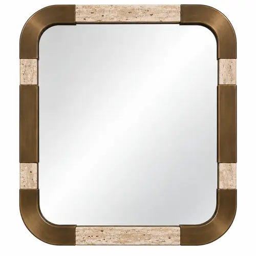The Grand Interior LEANDRO Mirror – Travertin & Brons | Luxe Design Spiegel The Grand Interior LEANDRO Mirror – Travertin & Brons | Luxe Design Spiegel