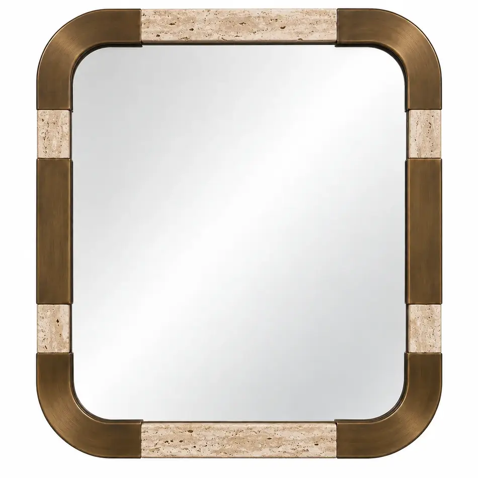 The Grand Interior LEANDRO Mirror – Travertin & Brons | Luxe Design Spiegel The Grand Interior LEANDRO Mirror – Travertin & Brons | Luxe Design Spiegel