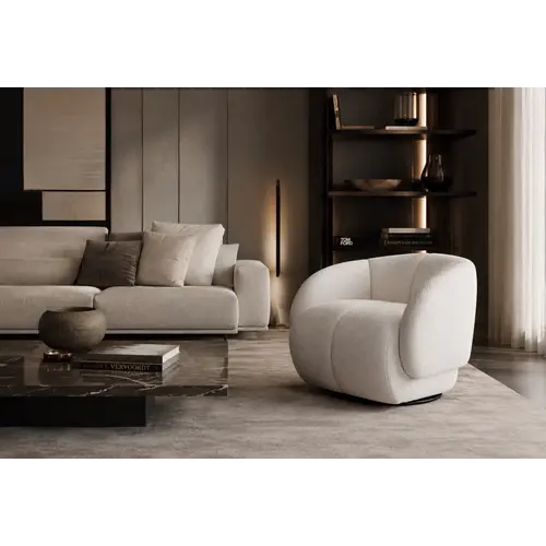 The Grand Interior ANGELICA Armchair Swivel – Swivel Designer Armchair | White-Beige The Grand Interior ANGELICA Armchair Swivel – Swivel Designer Armchair | White-Beige