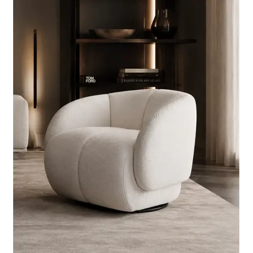 The Grand Interior ANGELICA Armchair Swivel – Swivel Designer Armchair | White-Beige The Grand Interior ANGELICA Armchair Swivel – Swivel Designer Armchair | White-Beige