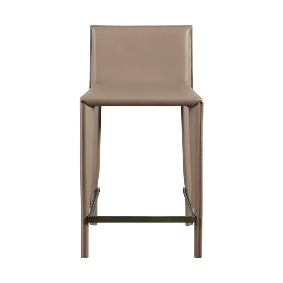 The Grand Interior MANTOVA Bar Chair – Taupe Microleather & Bronze Footrest
