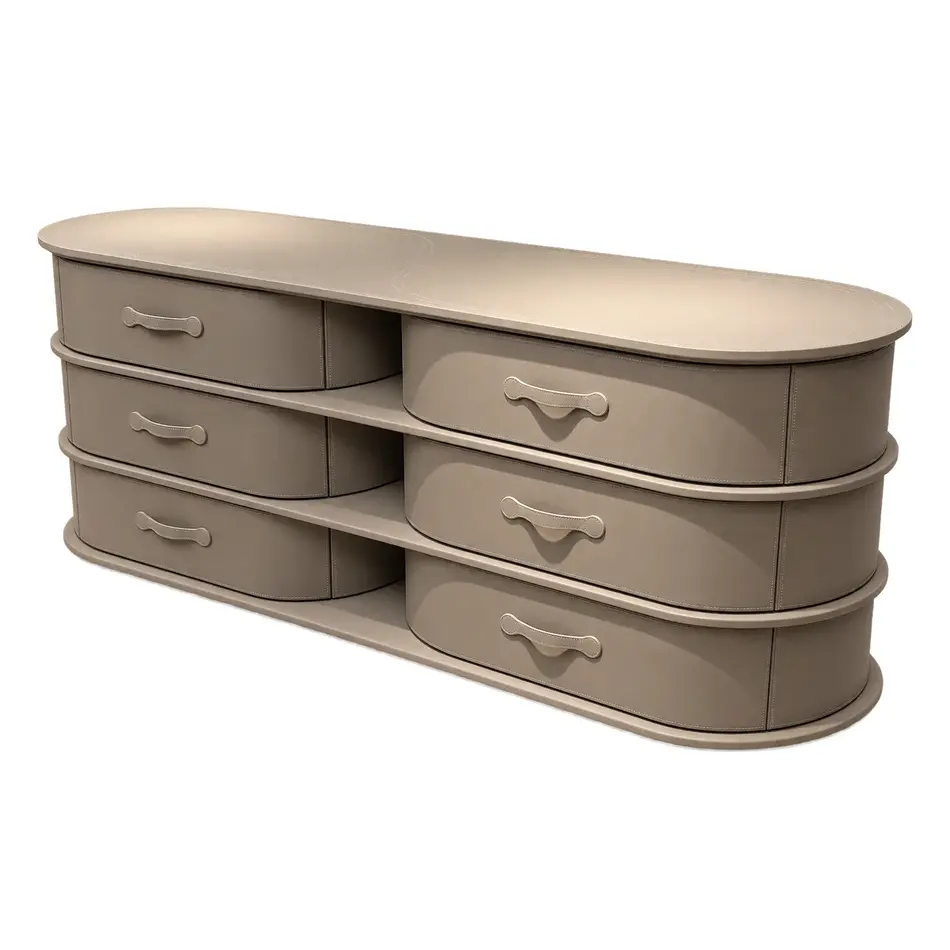 The Grand Interior PALM Cabinet – Handcrafted Chest of Drawers in Micro Leather | 6 Drawers The Grand Interior PALM Cabinet – Handcrafted Chest of Drawers in Micro Leather | 6 Drawers