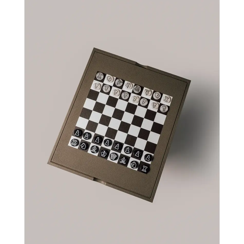 House of Nobilique House of Nobilique Leather Game Table Taupe – Leather Chess & Backgammon Table House of Nobilique House of Nobilique Leather Game Table Taupe – Leather Chess & Backgammon Table