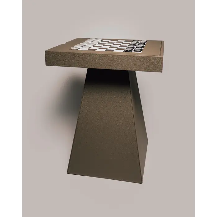 House of Nobilique House of Nobilique Leather Game Table Taupe – Leather Chess & Backgammon Table House of Nobilique House of Nobilique Leather Game Table Taupe – Leather Chess & Backgammon Table