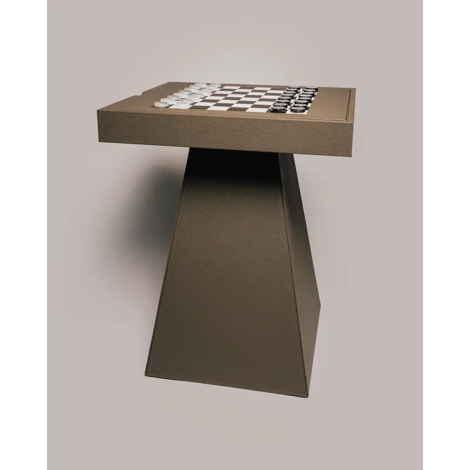 House of Nobilique House of Nobilique Leather Game Table Taupe – Leather Chess & Backgammon Table House of Nobilique House of Nobilique Leather Game Table Taupe – Leather Chess & Backgammon Table