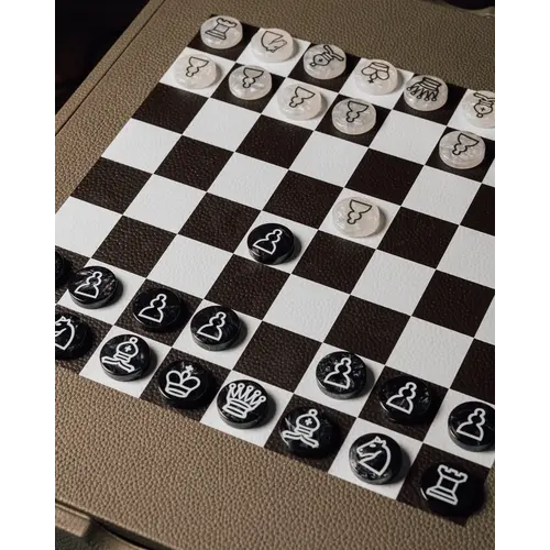 House of Nobilique House of Nobilique Leather Game Table Taupe – Leather Chess & Backgammon Table House of Nobilique House of Nobilique Leather Game Table Taupe – Leather Chess & Backgammon Table