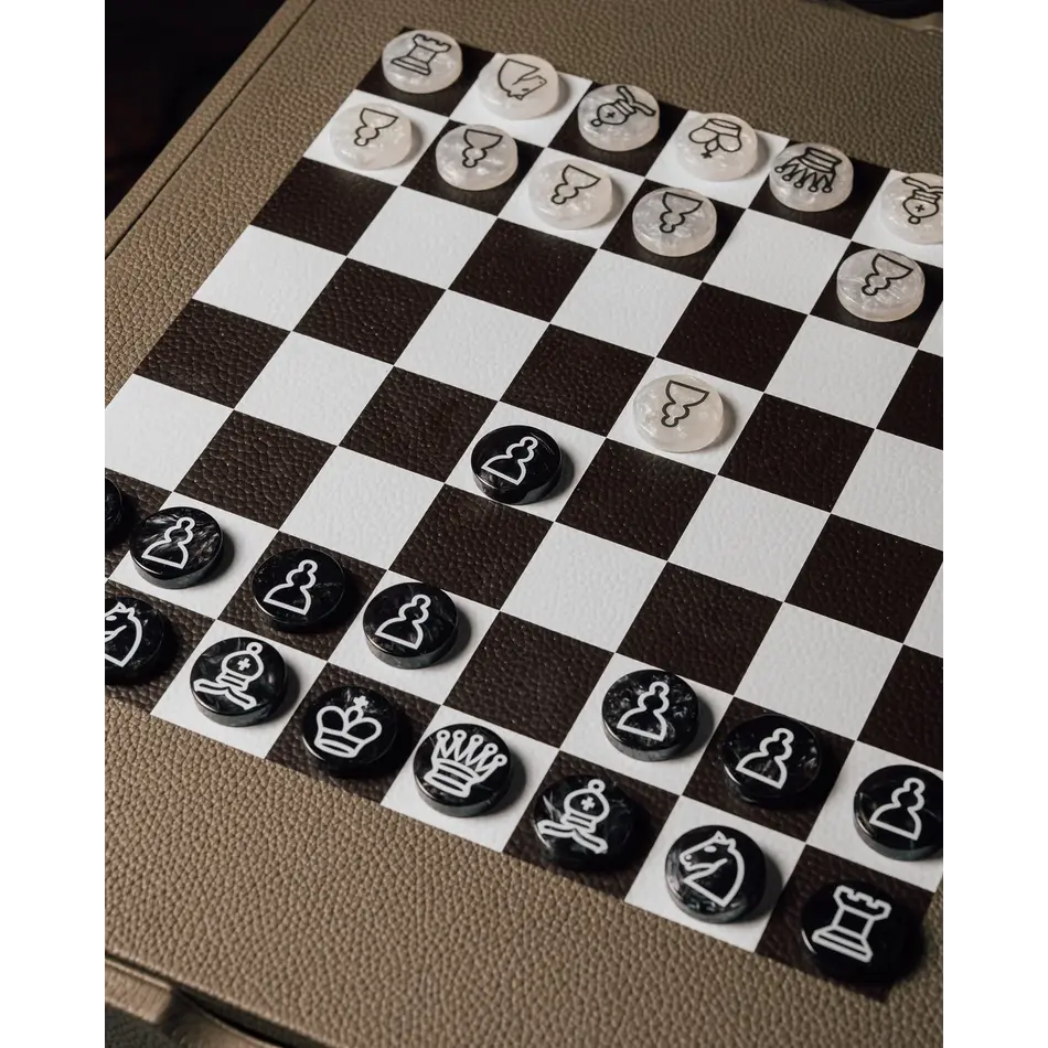 House of Nobilique House of Nobilique Leather Game Table Taupe – Leather Chess & Backgammon Table House of Nobilique House of Nobilique Leather Game Table Taupe – Leather Chess & Backgammon Table