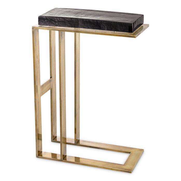 Eichholtz Side Table Pierre vintage brass finish clear glass Eichholtz Side Table Pierre vintage brass finish clear glass