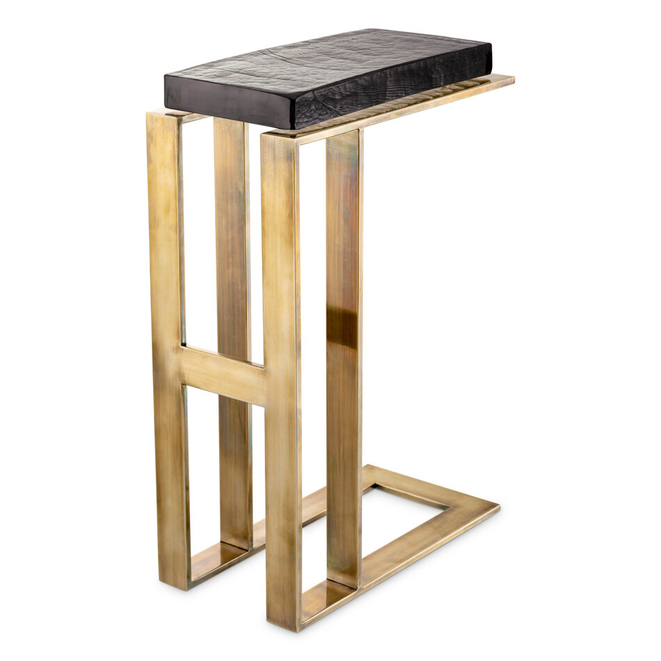 Eichholtz Side Table Pierre vintage brass finish clear glass Eichholtz Side Table Pierre vintage brass finish clear glass