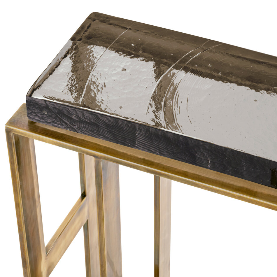 Eichholtz Side Table Pierre vintage brass finish clear glass Eichholtz Side Table Pierre vintage brass finish clear glass