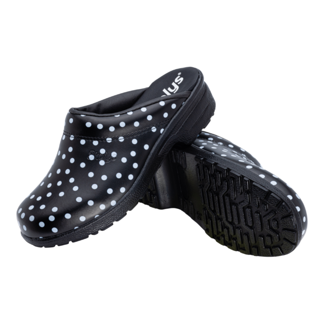 F-720.02 clogs Black + white dots