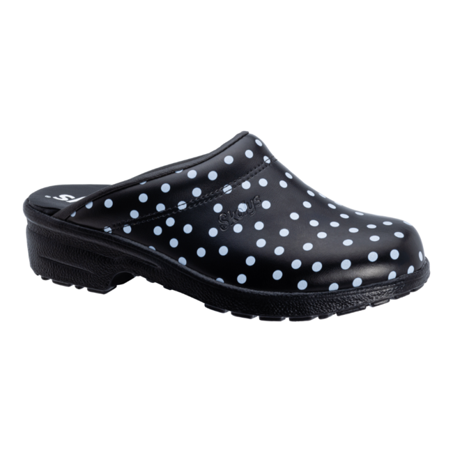 F-720.02 clogs Black + white dots